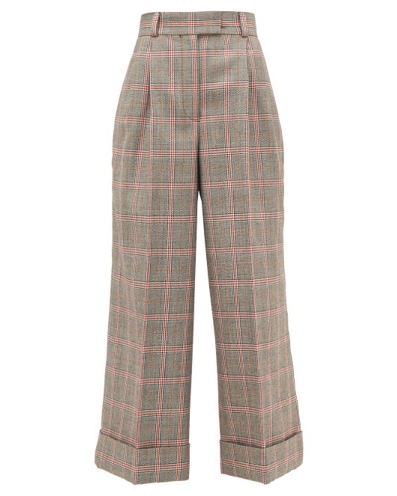 Miu Miu Damen Prince Of Wales-check Wool Wide-leg Trousers