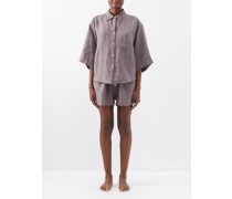 03 Plaid Linen Shirt And Shorts Set