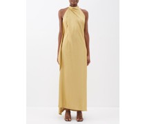 Crocus Halterneck Metallic-knit Dress