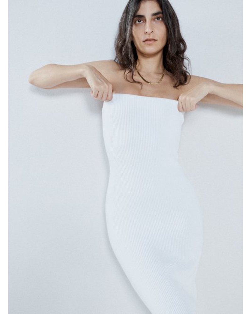 Raey Damen Knitted Rib Bandeau Dress