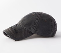 Logo-embroidered Distressed Cotton Baseball Cap