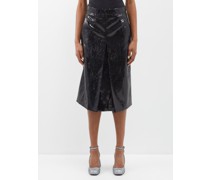 Sequinned Faux-leather Midi Skirt