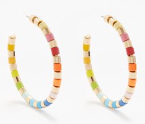 Golden Rainbow Enamel Hoop Earrings