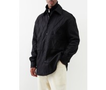 Diamond-panel Wool-blend Overshirt