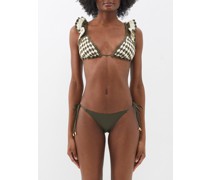 Devi Checked Crochet-knitted Bikini Top