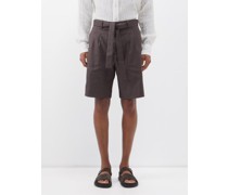 Pleated Linen-blend Shorts