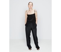 Elasticated Waist Silk Straight-leg Trousers