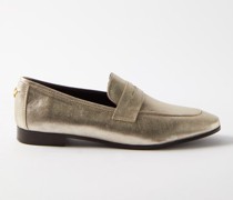 Flâneur Metallic-leather Penny Loafers