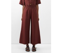 Livia Poplin Wide-leg Trousers