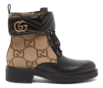 Gg Marmont Canvas And Leather Ankle Boots