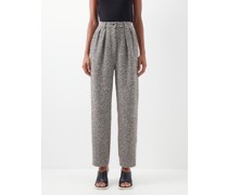 Unstructured Wool-blend Tweed Tapered Trousers