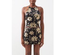 Floral Sequinned Georgette Halterneck Top