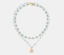 Nazar Crystal, Enamel & 18kt Gold-plated Necklace