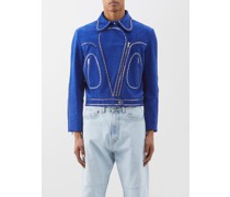Rivet-studded Suede Biker Jacket