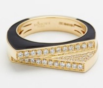 Handcuff Diamond, Enamel & 14kt Gold Ring