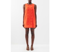 Double-breasted Cotton-blend Mini Shift Dress