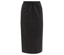 Drawstring-waist Twill Utility Midi Skirt