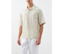 Mola Half-button Linen Short-sleeved Shirt