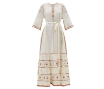 Salma Tie-waist Embroidered Linen Dress
