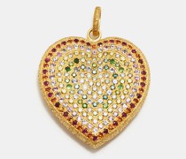 Rainbow Heart Sapphire & 18kt Gold Pendant