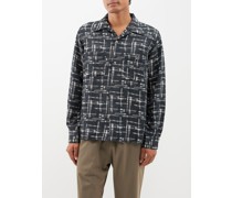 Abstract-jacquard Patch-pocket Textured Shirt