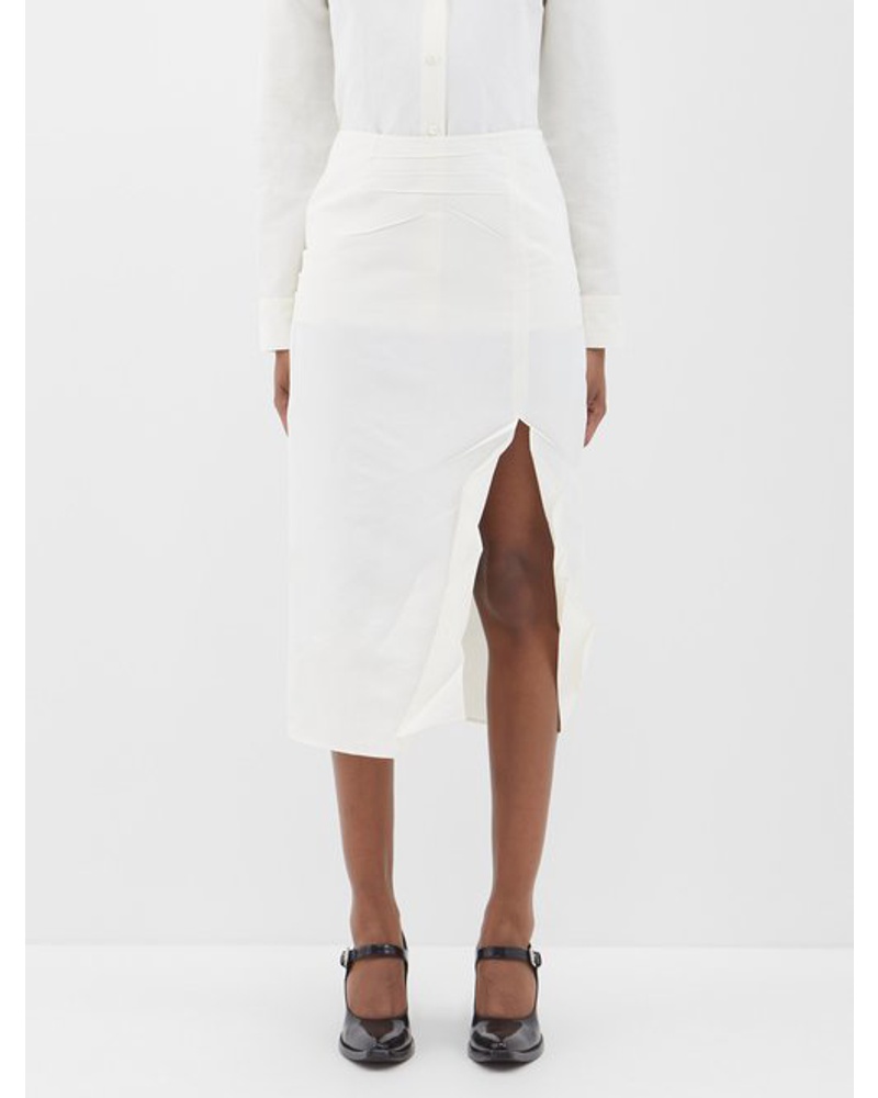Prada Damen Side-slit Paper-effect Crinkled Skirt