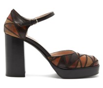 Patchwork-leather Mary Jane Pumps