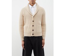 Shawl-collar Ribbed-wool Cardigan