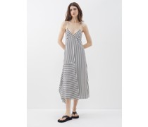 Identity Striped Silk Midi Dress