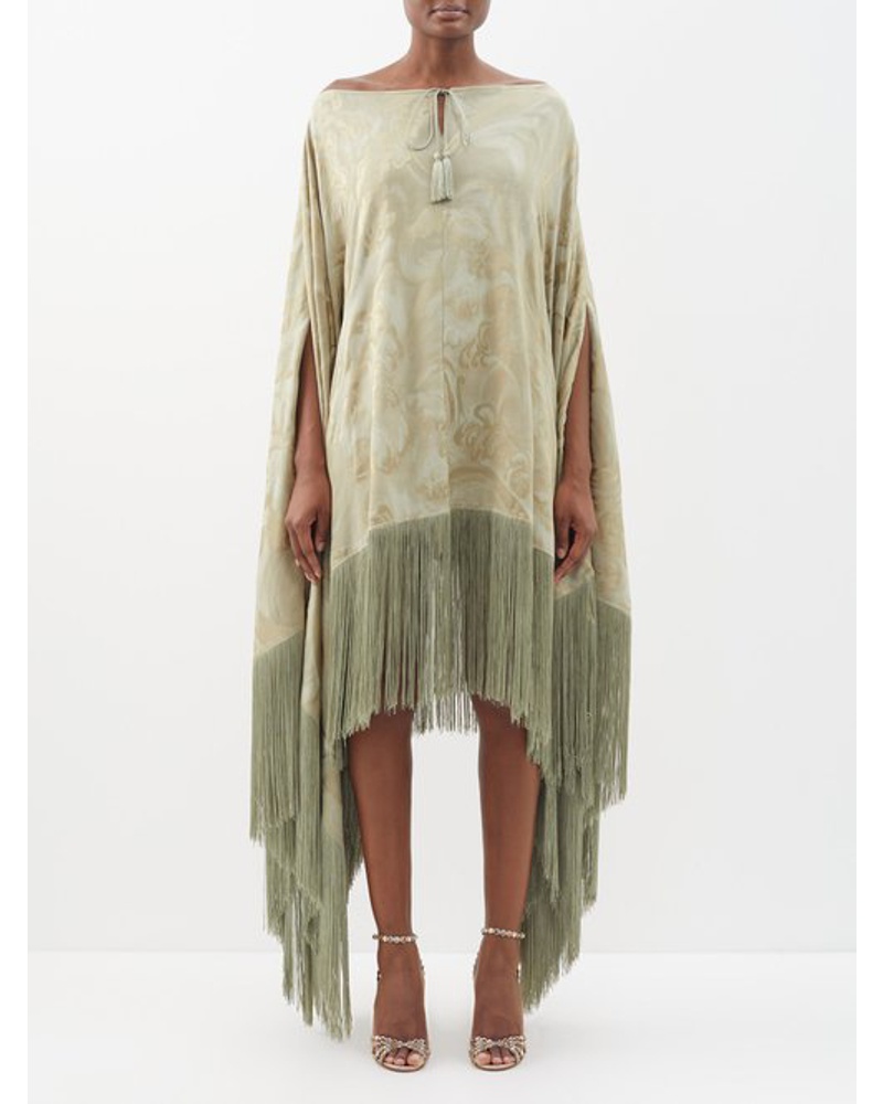 Taller Marmo Damen Veneno Clouds Fringed-hem Kaftan Midi Dress