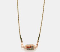 Blunt Diamond, Sapphire & 18kt Rose-gold Necklace