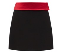 A-line Satin-belt Felt Mini Skirt