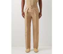Umberto Pleated Cotton-blend Trousers