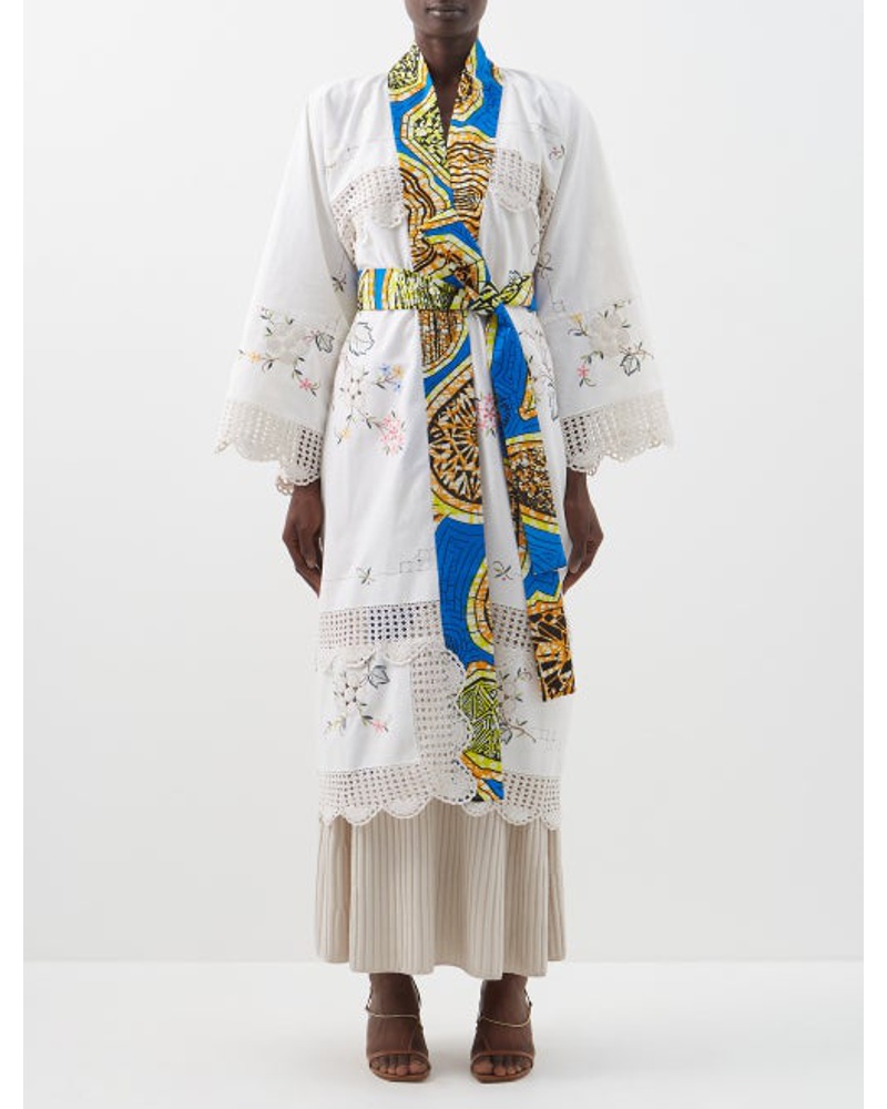 Rianna + Nina Damen Kendima Embroidered Vintage-cotton Robe