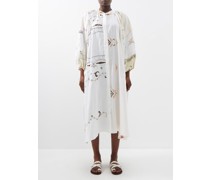 Zarzar 1920s Embroidered Linen Dress