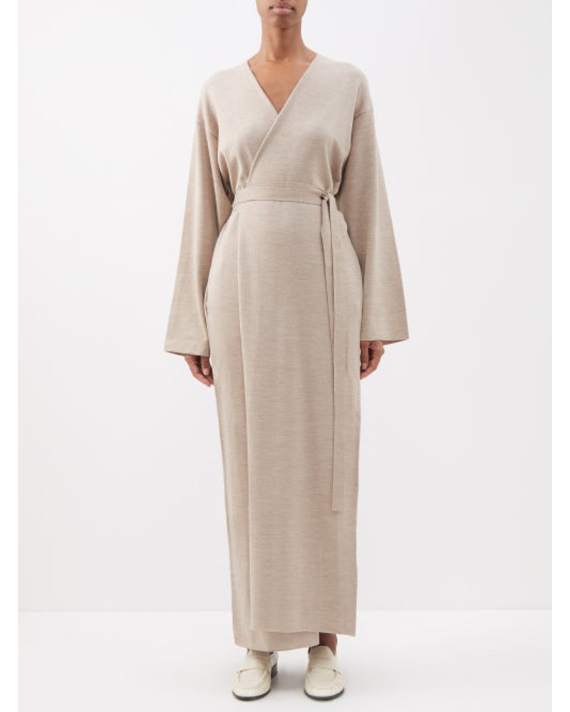 The Row Damen Aras Wool And Silk-blend Wrap Dress