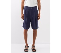 Pleated Linen Shorts