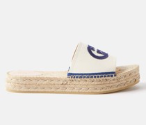 Interlocking Gg Canvas Espadrille Slides