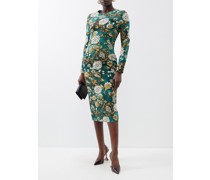Naomi Foliage-print Crepe Midi Dress
