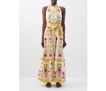 Biba Ruffled Halterneck Printed-cotton Dress