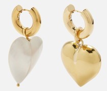 Mismatched Heart 24kt Gold-plated Hoop Earrings