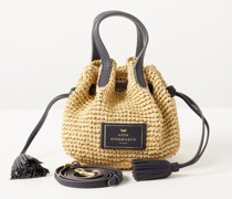 Leather-trim Small Raffia Bucket Bag