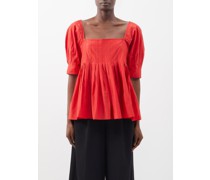 Peony Square-neck Silk-blend Blouse