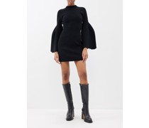 Ebony Bell-sleeve Knitted Jersey Mini Dress