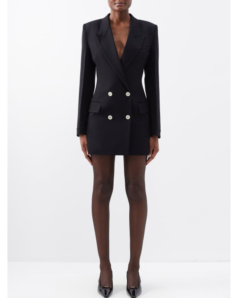 Victoria Beckham Damen Double-breasted Wool-gabardine Blazer Mini Dress