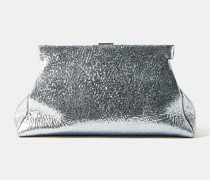 Cannes Metallic-leather Clutch Bag