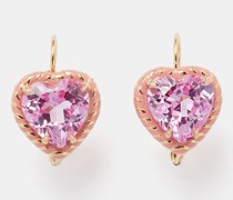 Streamer Heart Sapphire & 14kt Gold Earrings