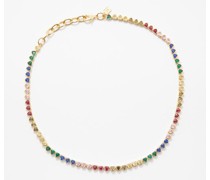 Rainbow Hearts Crystal & 18kt Gold-plated Necklace