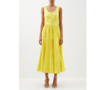 Stitched-bodice Crepe Midi Dress