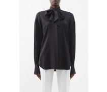 Exaggerated-bow Satin Blouse